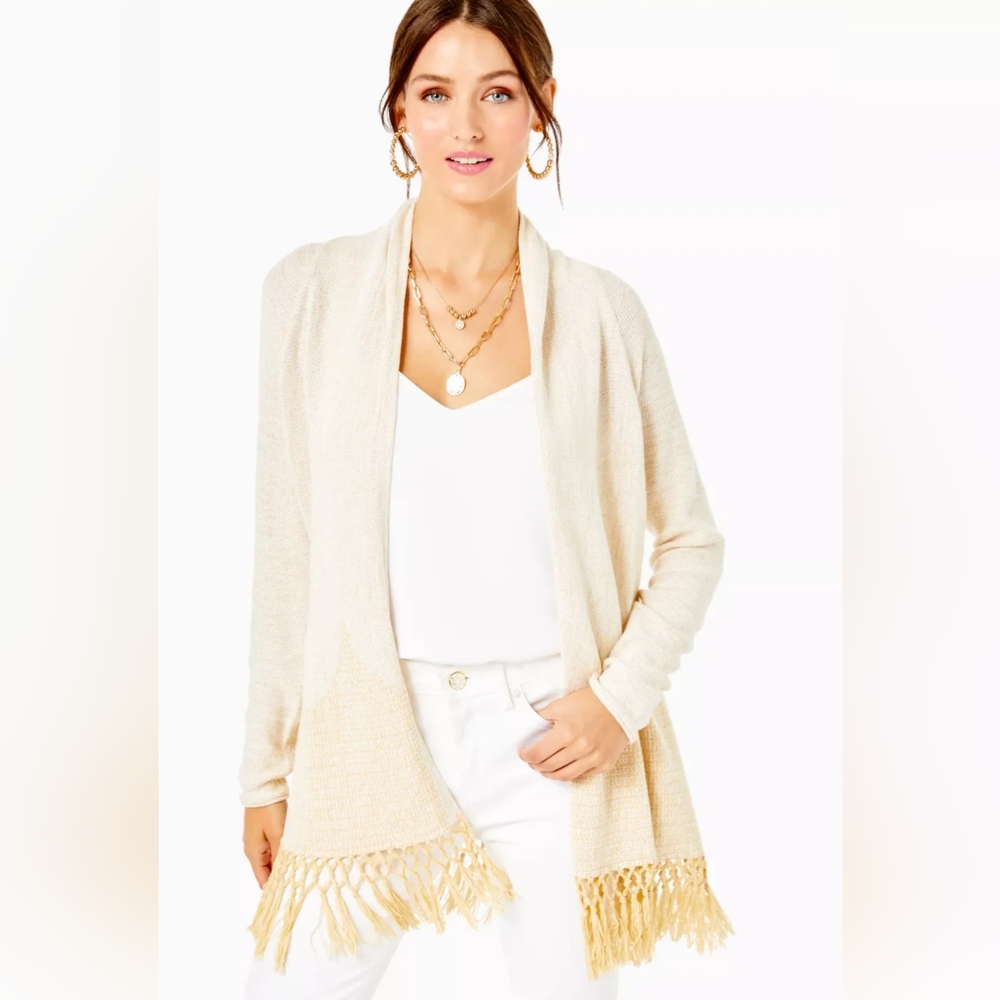 Lily Pulitzer Tatum long fringe Hem Cardigan